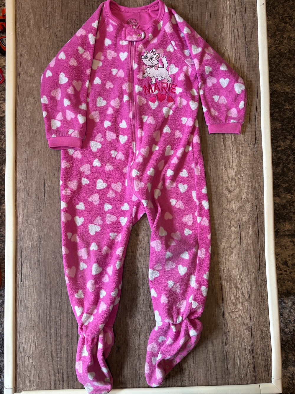 Vintage 2000s Y2K Pink Marie Aristocats Fleece Pajamas Footie Toddler 3T